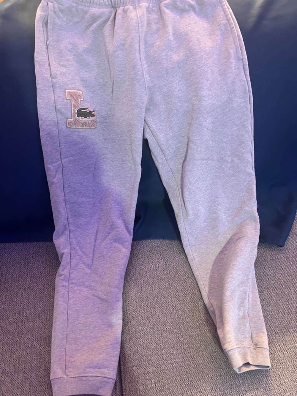 Lacoste mens Gray Logo Sweatpants with Crocodile Patch